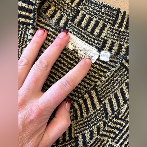 Vintage French Rags Black and Tan Geometric Cardigan Size Medium - Picture 5 of 5